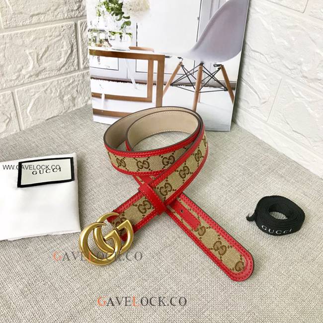 Gucci Classic Belt Handmade Original Size Brown & Red